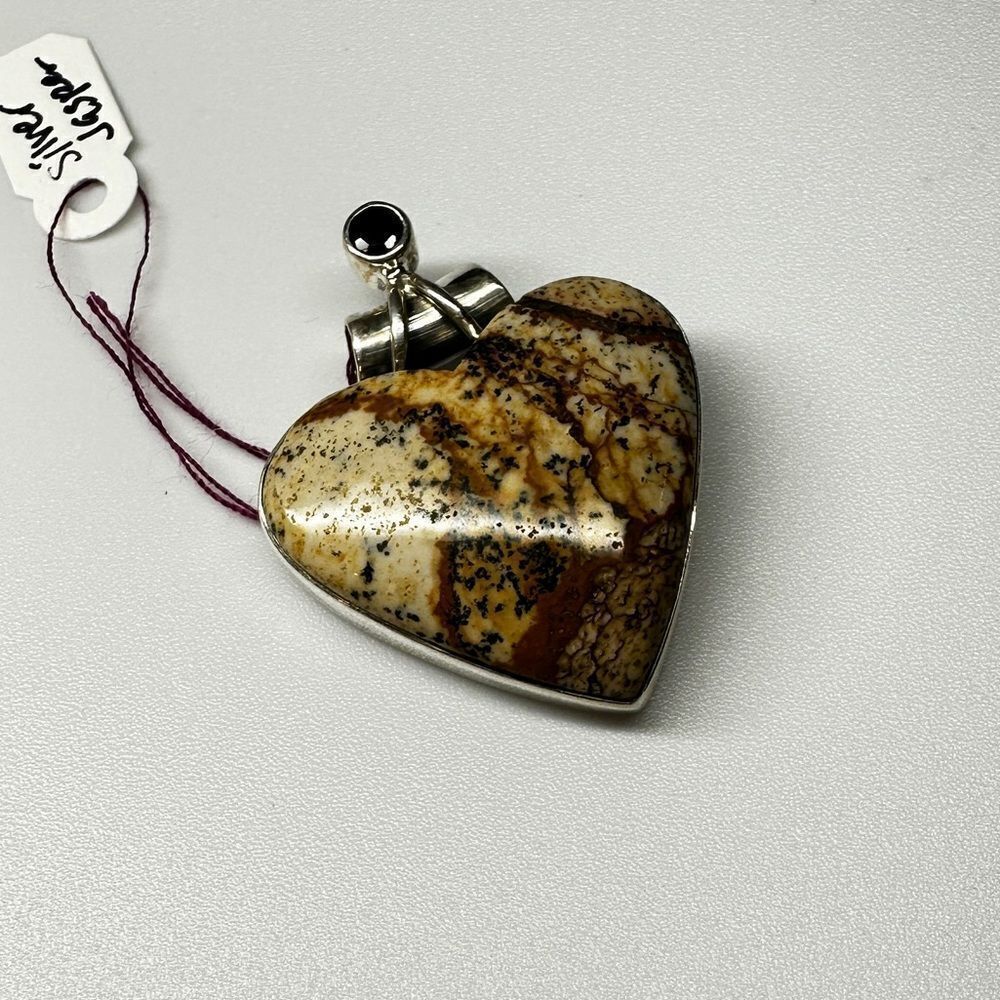 Silver jasper and‎ onyx in sterling silver pendant!
